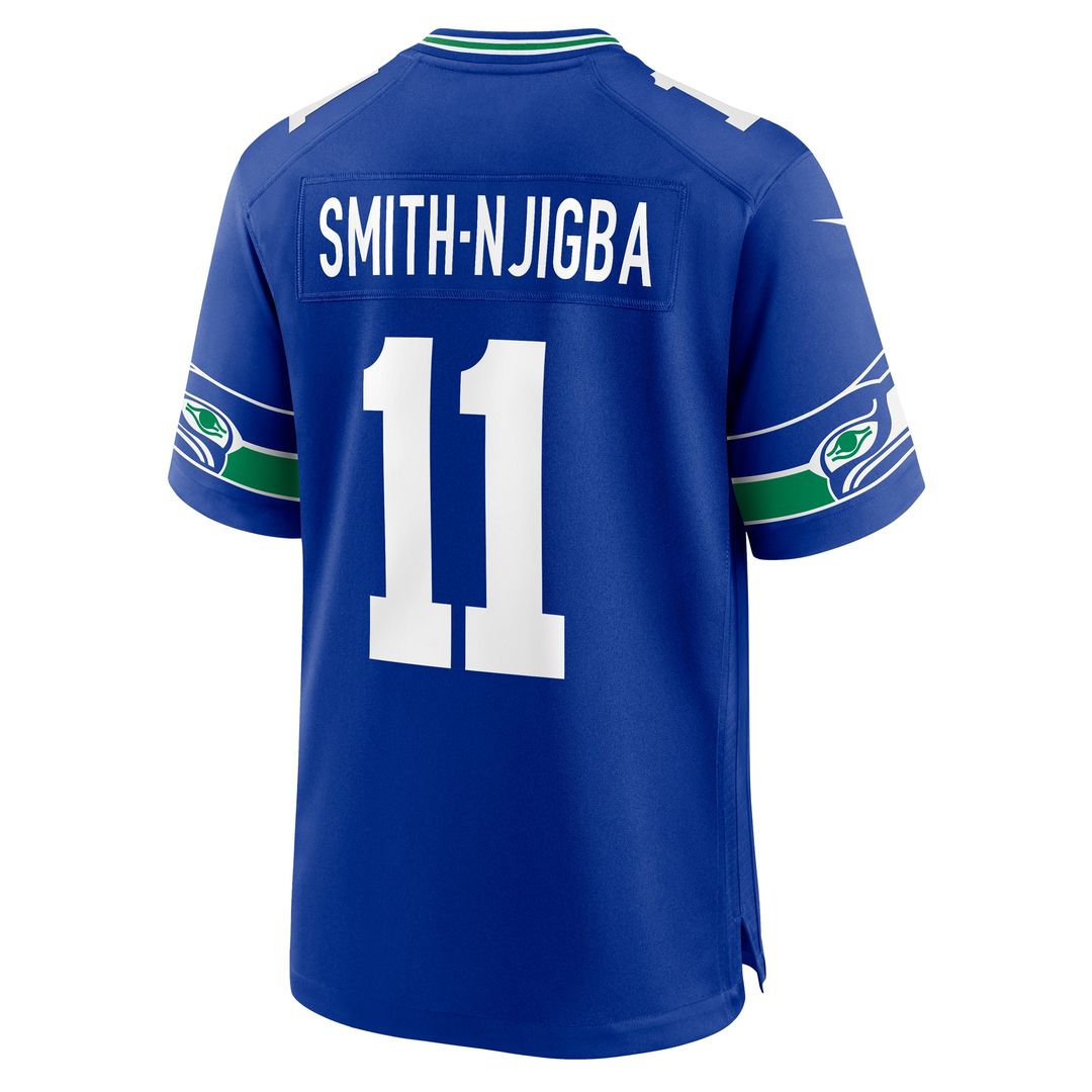 Jaxon Smith-Njigba Seattle Seahawks Nike Throwback Player Game Jersey - Royal Official NFL Team Apparel Football Fan Gear