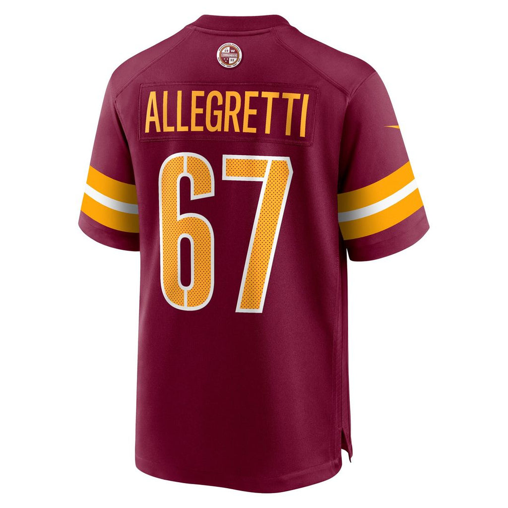 Nick Allegretti Washington Commanders Nike Game Jersey - Burgundy Official NFL Team Apparel Football Fan Gear