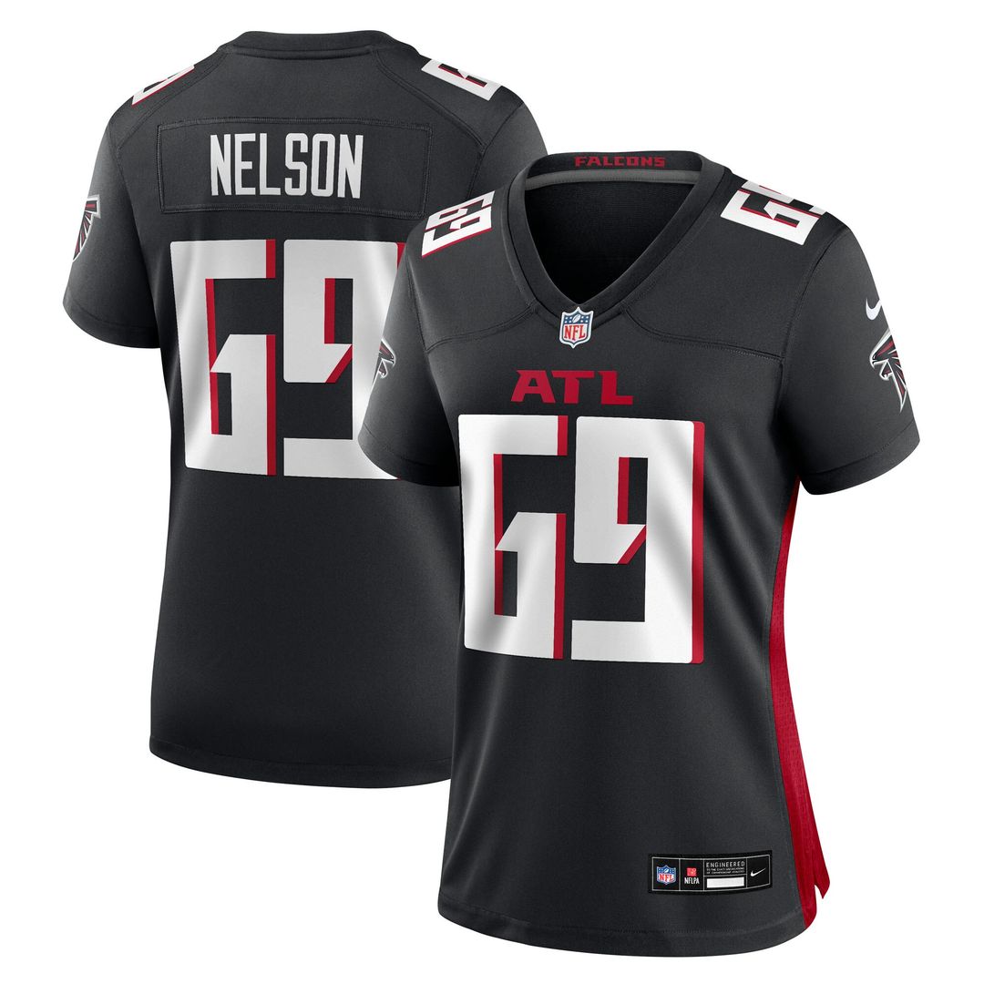 Jack Nelson Atlanta Falcons Nike Women's Team Game Jersey - Black Official NFL Team Apparel Football Fan Gear