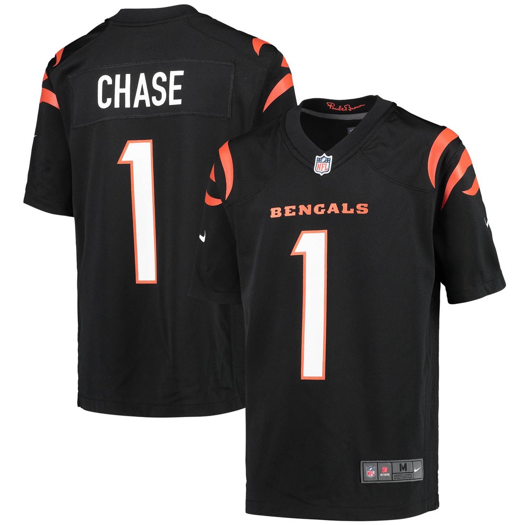 Ja'Marr Chase Cincinnati Bengals Nike Youth Game Jersey - Black Official NFL Team Apparel Football Fan Gear