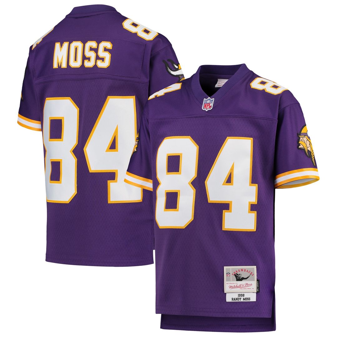 Randy Moss Minnesota Vikings Mitchell & Ness Youth 1998 Legacy Retired Player Jersey - Purple Official NFL Team Apparel Football Fan Gear