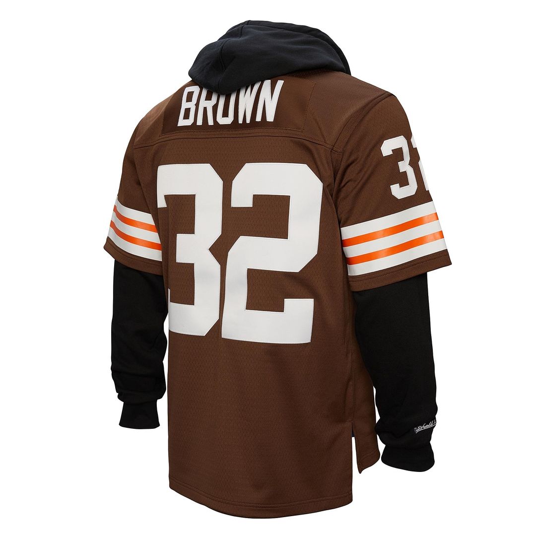 Jim Brown Cleveland Browns Mitchell & Ness Player Name & Number Hoodie Legacy Jersey - Brown Official NFL Team Apparel Football Fan Gear
