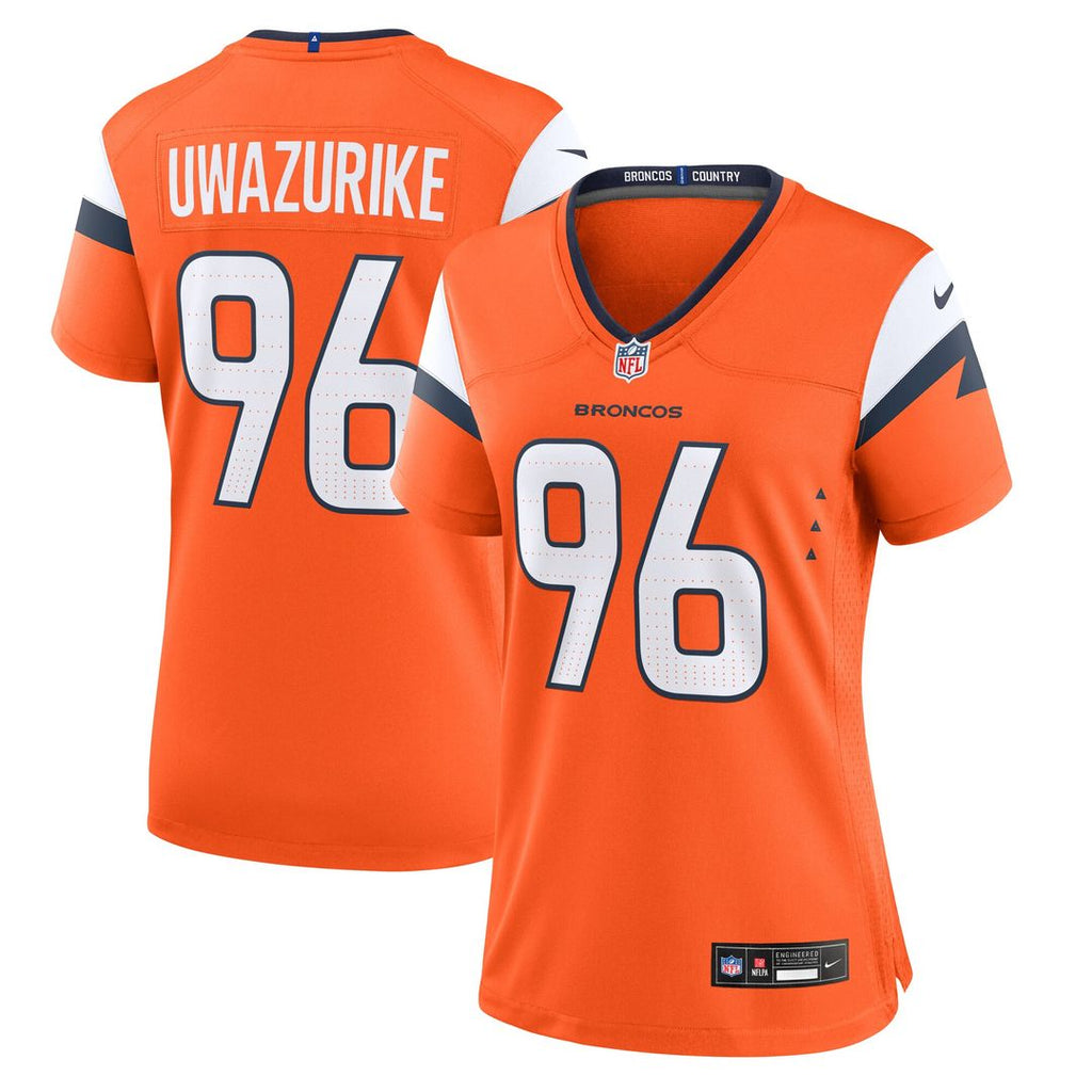 Eyioma Uwazurike Denver Broncos Nike Women's Team Game Jersey - Orange Official NFL Team Apparel Football Fan Gear