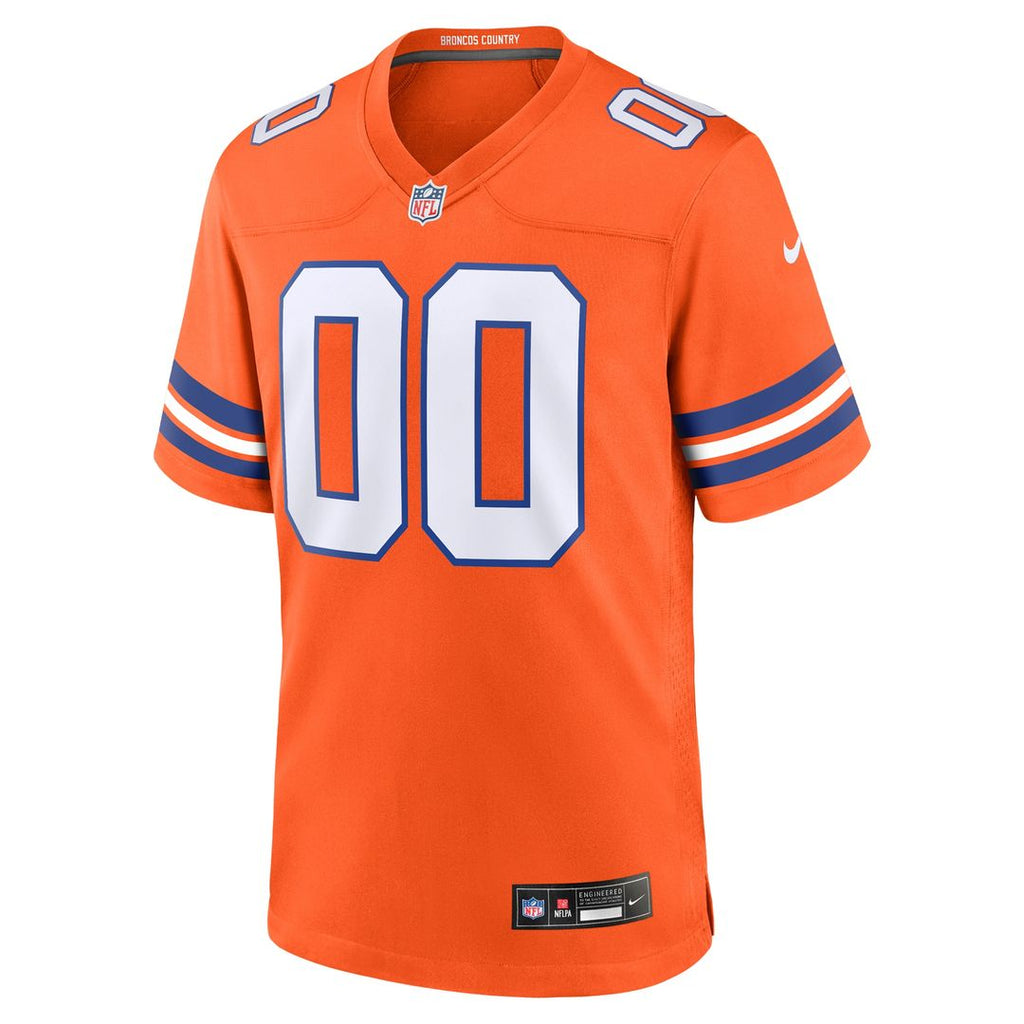 Denver Broncos Nike Mile High Collection 1977 Throwback Custom Game Jersey - Orange Official NFL Team Apparel Football Fan Gear