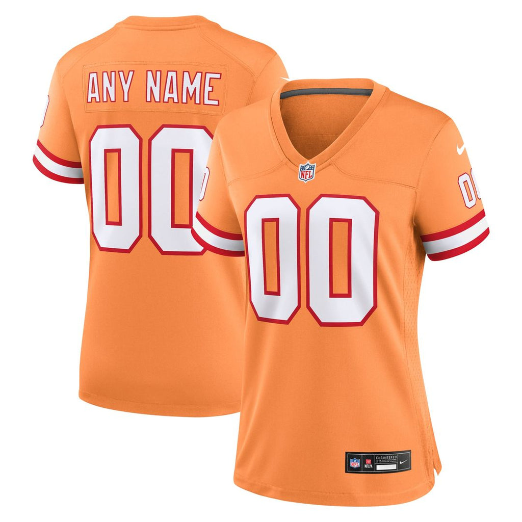 Tampa Bay Buccaneers Nike Women's Custom Throwback Game Jersey - Orange Official NFL Team Apparel Football Fan Gear
