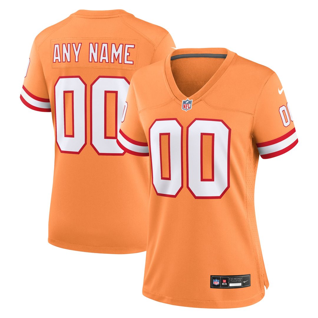 Tampa Bay Buccaneers Nike Women's Custom Throwback Game Jersey - Orange Official NFL Team Apparel Football Fan Gear