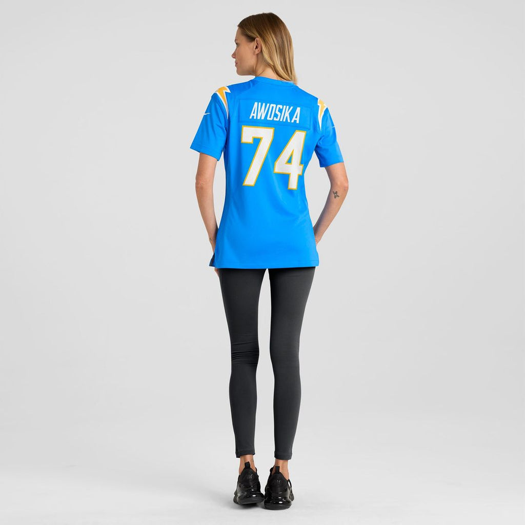 Kayode Awosika Los Angeles Chargers Nike Women's Team Game Jersey - Powder Blue Official NFL Team Apparel Football Fan Gear