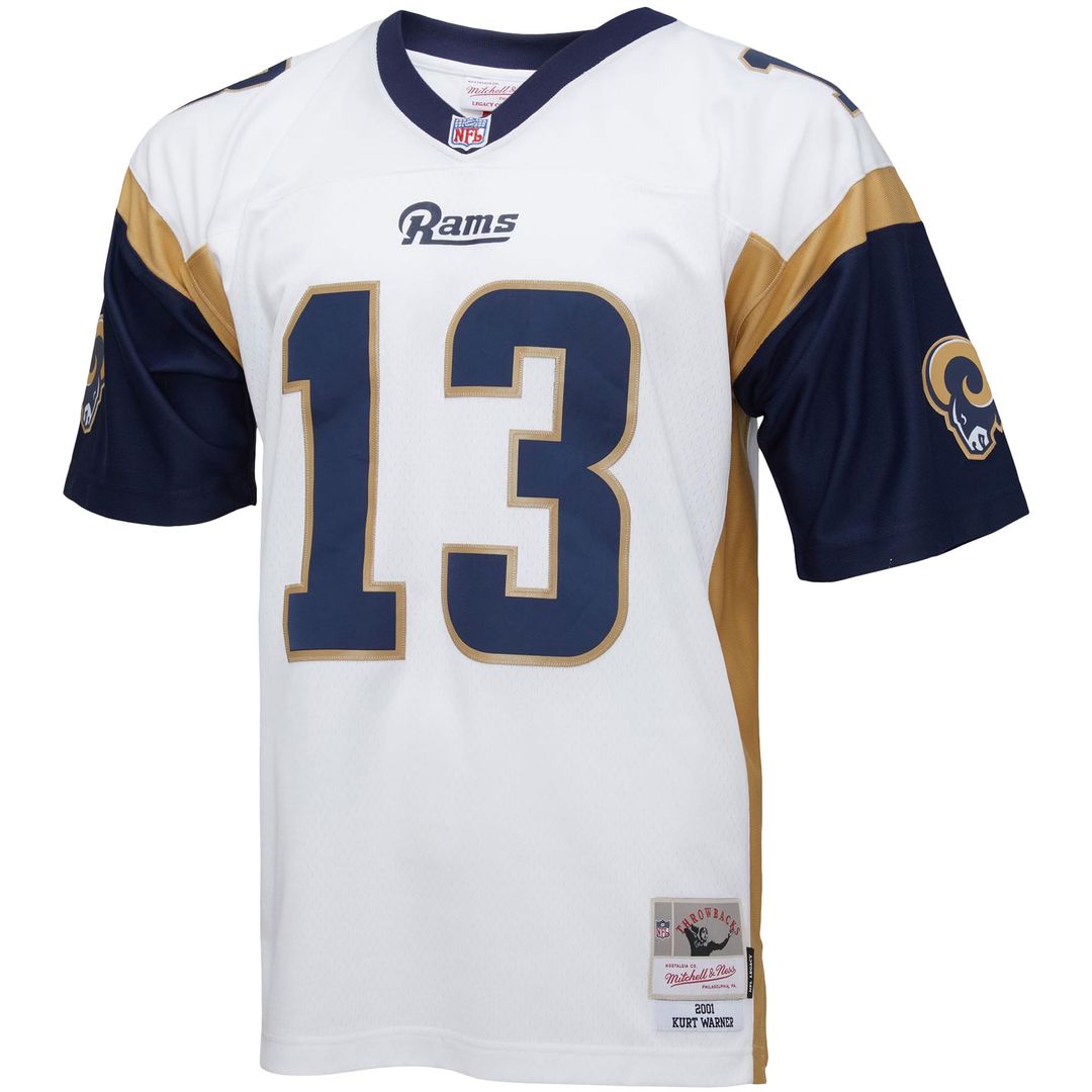 Kurt Warner Los Angeles Rams Mitchell & Ness Big & Tall 2001 Retired Player Replica Jersey - White Official NFL Team Apparel Football Fan Gear