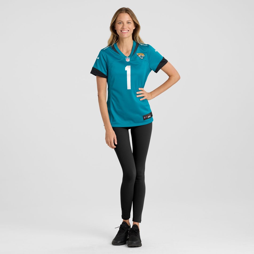 Number 1 Bride Jacksonville Jaguars Nike Women's Game Jersey - Teal Official NFL Team Apparel Football Fan Gear