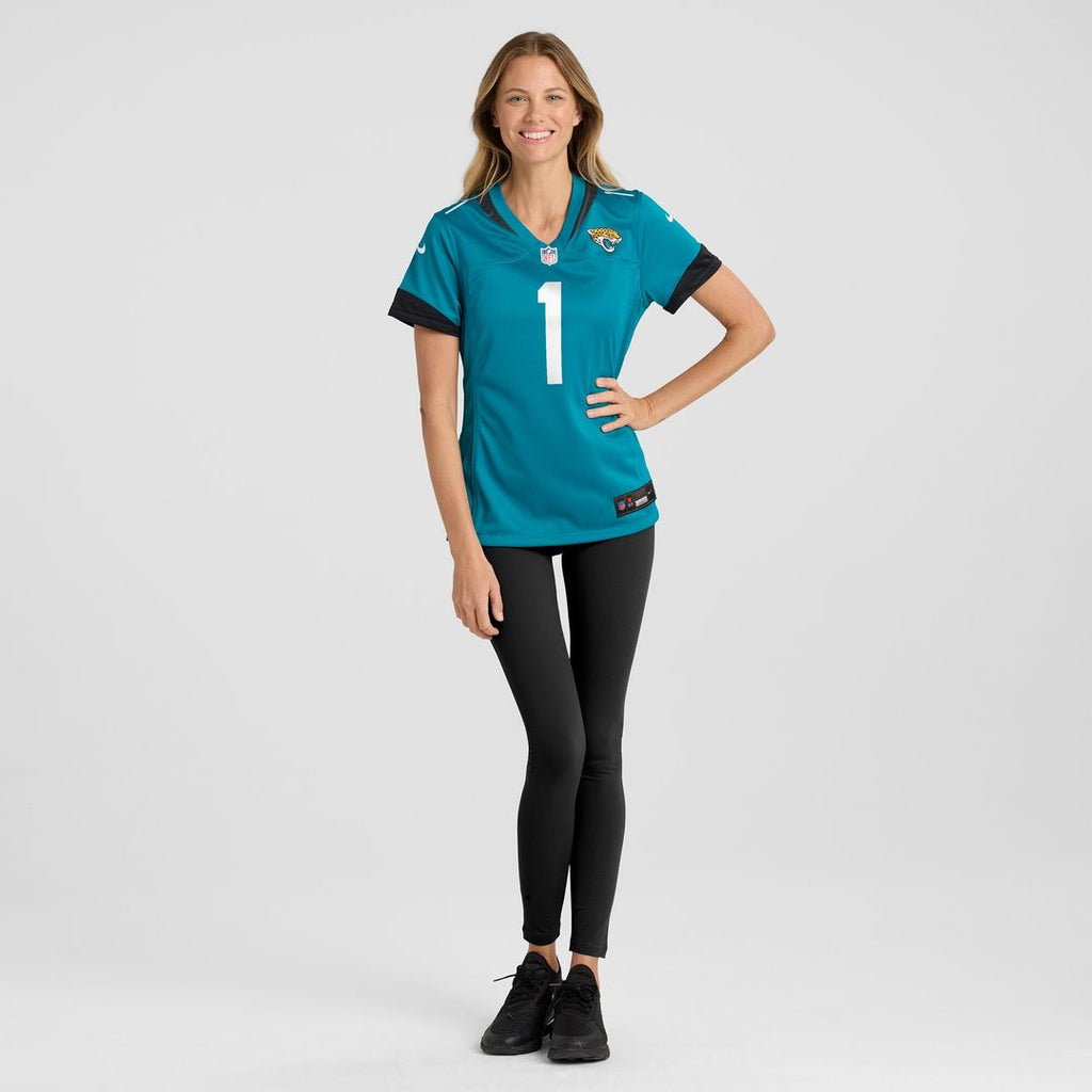 Number 1 Mom Jacksonville Jaguars Nike Women's Game Jersey - Teal Official NFL Team Apparel Football Fan Gear