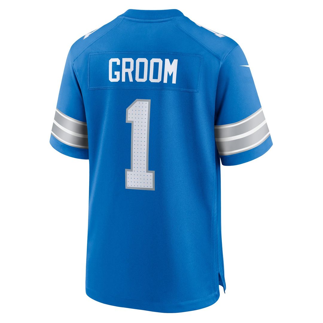 Number 1 Groom Detroit Lions Nike Game Jersey - Blue Official NFL Team Apparel Football Fan Gear