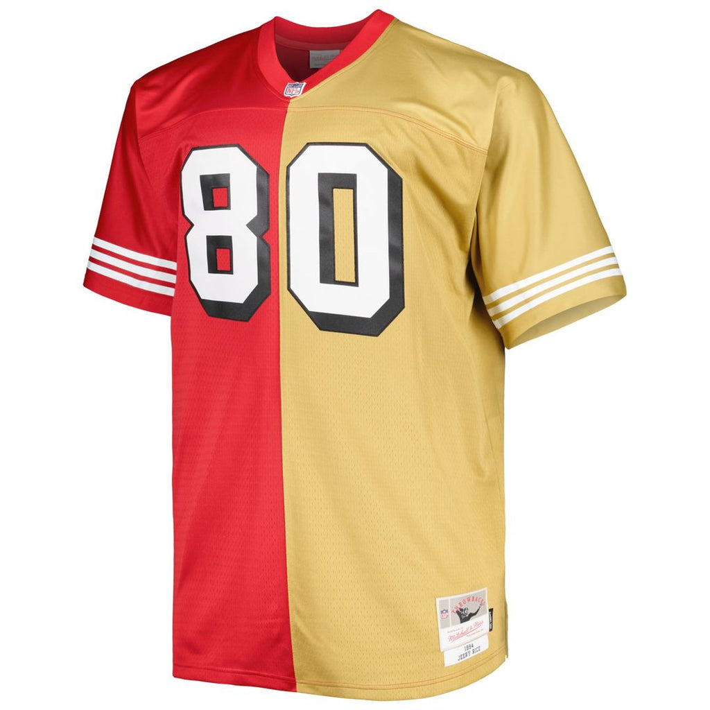 Jerry Rice San Francisco 49ers Mitchell & Ness Big & Tall Split Legacy Retired Player Replica Jersey - Scarlet/Gold Official NFL Team Apparel Football