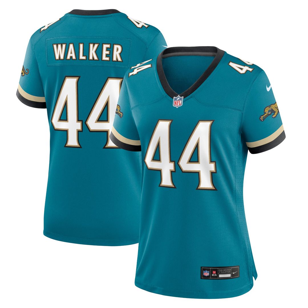 Travon Walker Jacksonville Jaguars Nike Women's Prowler Throwback Game Jersey - Teal Official NFL Team Apparel Football Fan Gear