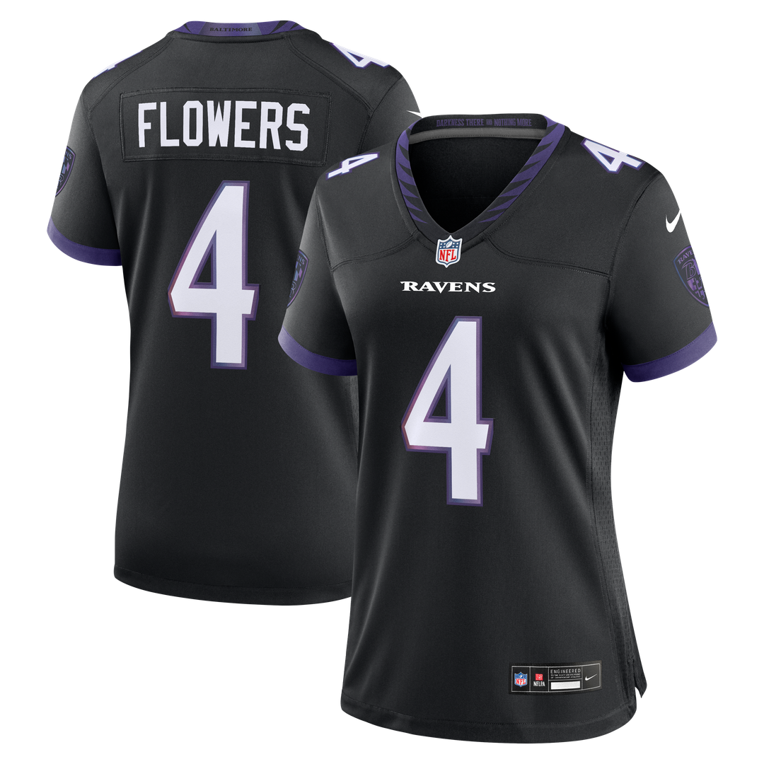 Zay Flowers Baltimore Ravens Nike Women's Alternate Game Jersey - Black Official NFL Team Apparel Football Fan Gear