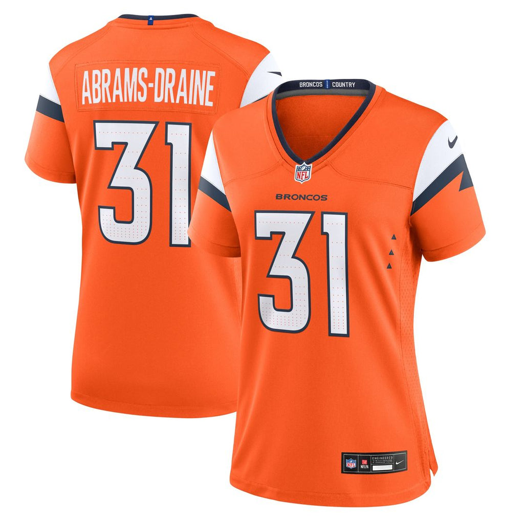 Kris Abrams-Draine Denver Broncos Nike Women's Team Game Jersey - Orange Official NFL Team Apparel Football Fan Gear