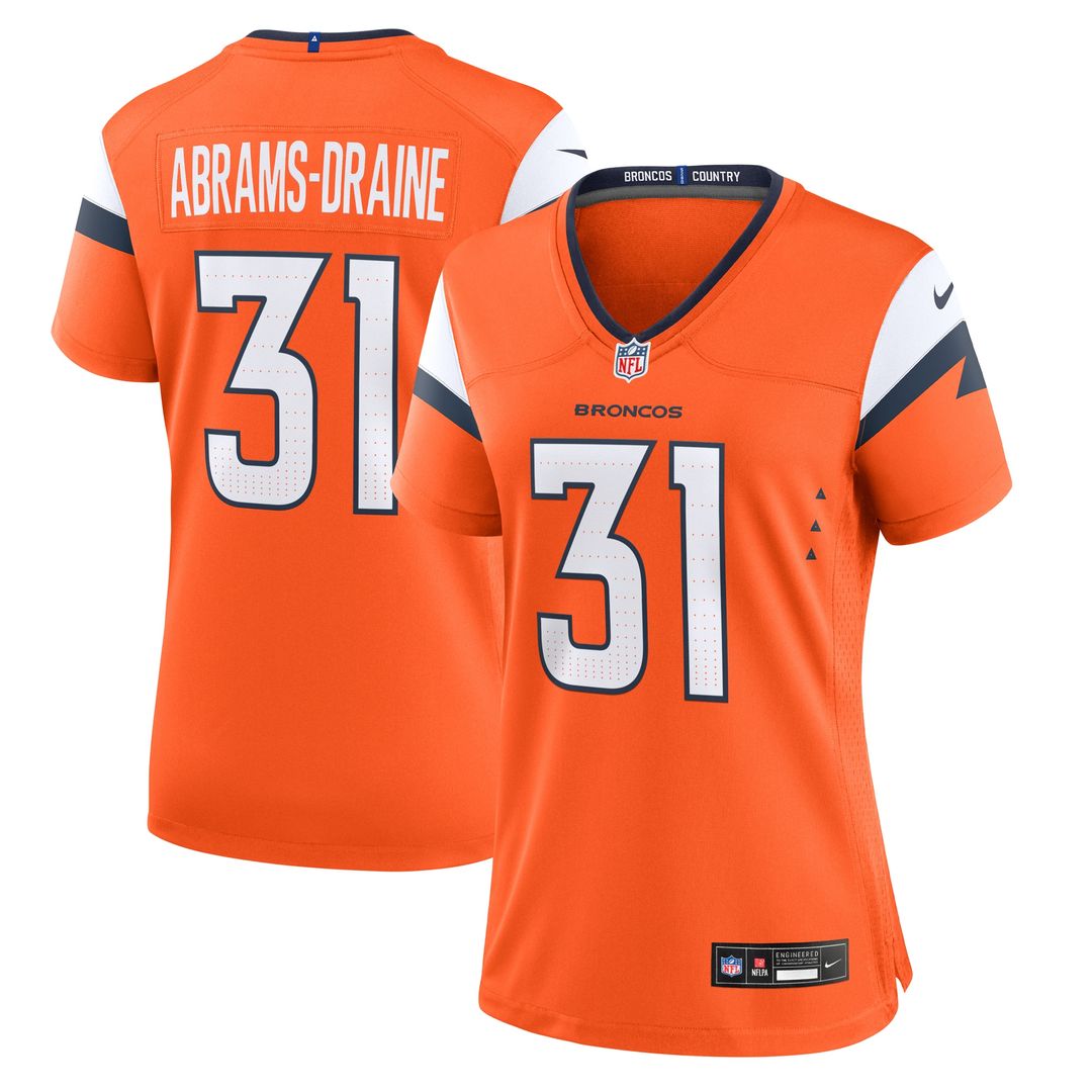 Kris Abrams-Draine Denver Broncos Nike Women's Team Game Jersey - Orange Official NFL Team Apparel Football Fan Gear