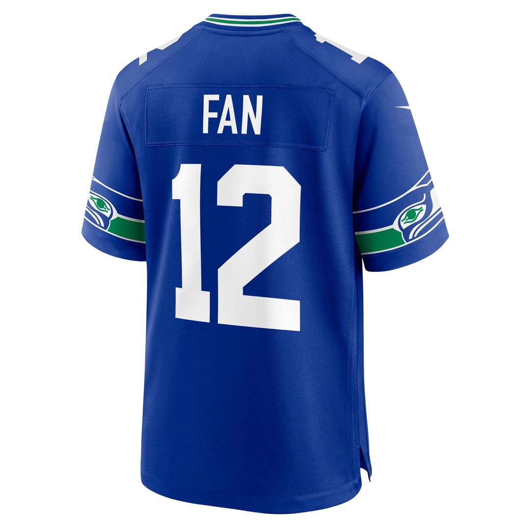 12s Seattle Seahawks Nike Throwback Player Game Jersey - Royal Official NFL Team Apparel Football Fan Gear