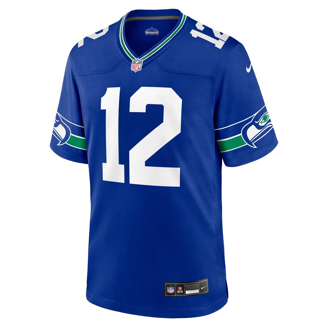 12s Seattle Seahawks Nike Throwback Player Game Jersey - Royal Official NFL Team Apparel Football Fan Gear