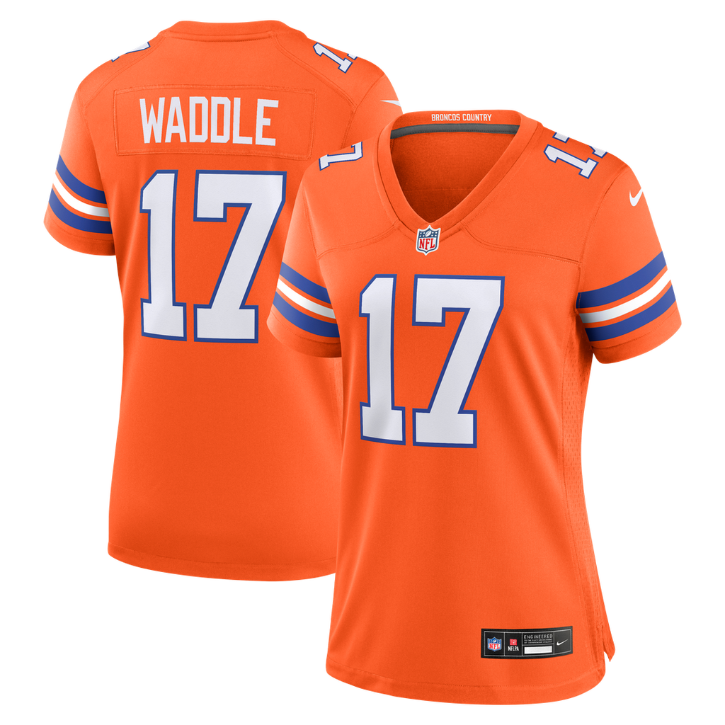 Jaylen Waddle Denver Broncos Nike Women's Mile High Collection 1977 Throwback Game Jersey - Orange Official NFL Team Apparel Football Fan Gear