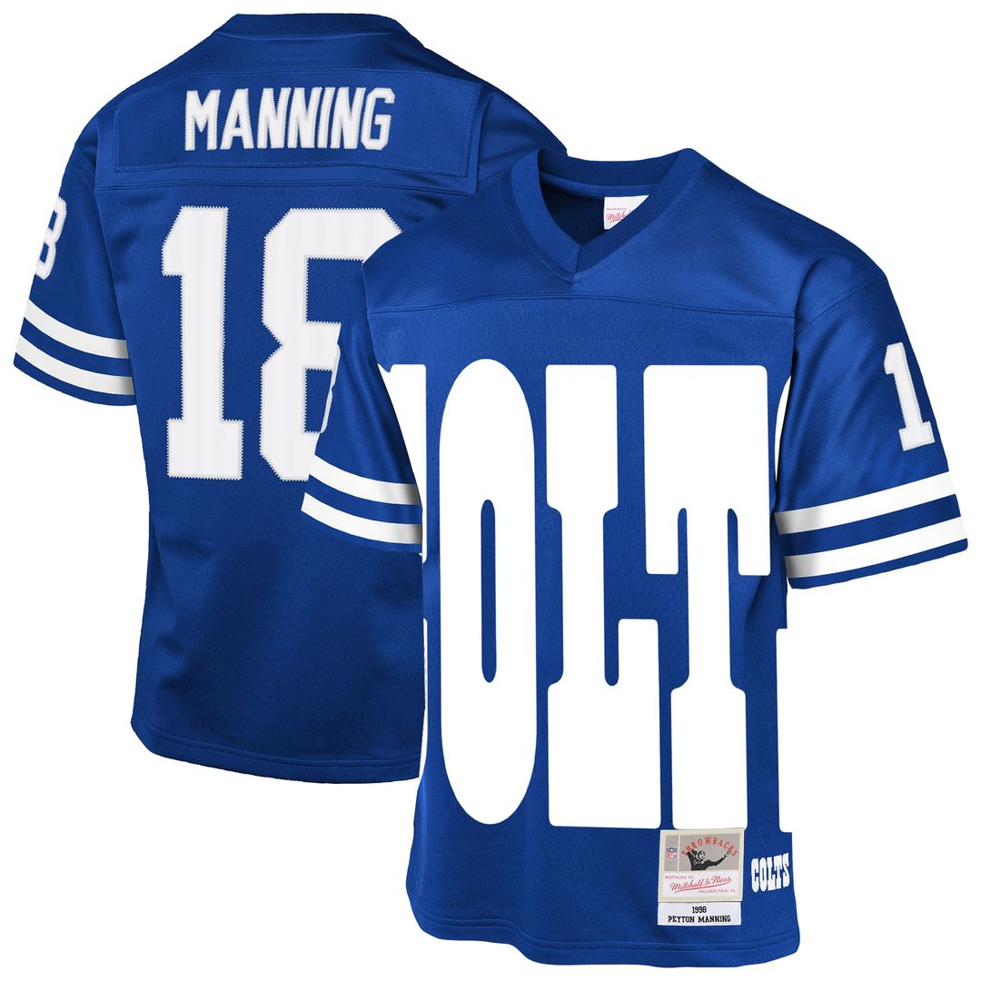 Peyton Manning Indianapolis Colts Mitchell & Ness Youth 1998 Throwback Fashion Jersey - Royal Official NFL Team Apparel Football Fan Gear