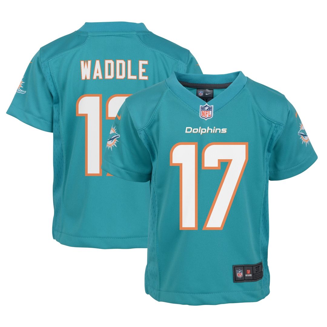 Jaylen Waddle Miami Dolphins Nike Infant Team Player Game Jersey - Aqua Official NFL Team Apparel Football Fan Gear