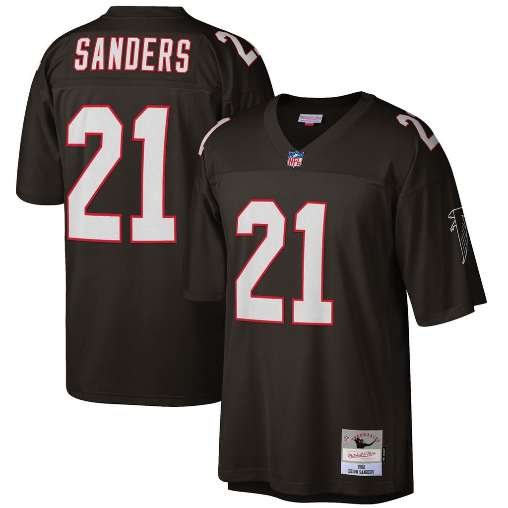 Deion Sanders Atlanta Falcons Mitchell & Ness Big & Tall 1992 Retired Player Replica Jersey - Black Official NFL Team Apparel Football Fan Gear