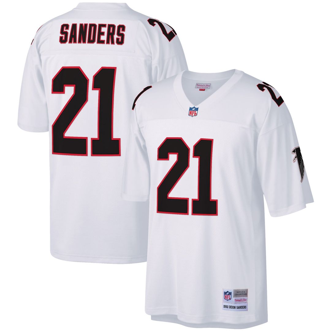 Deion Sanders Atlanta Falcons Mitchell & Ness Legacy Replica Jersey - White Official NFL Team Apparel Football Fan Gear