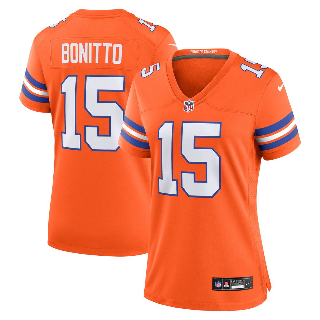 Nik Bonitto Denver Broncos Nike Women's Alternate 2 Mile High Collection 1977 Throwback Game Jersey - Orange Official NFL Team Apparel Football Fan Ge