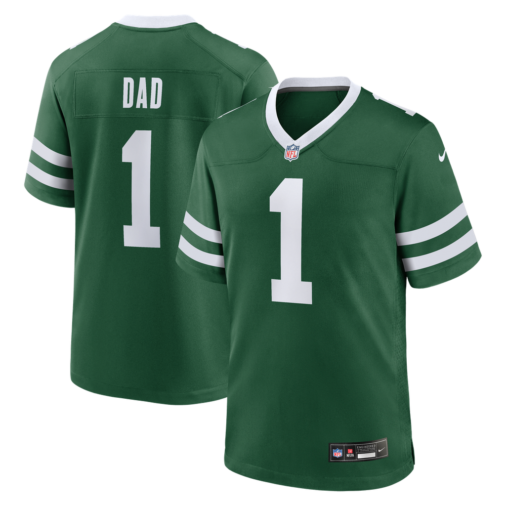 New York Jets Nike #1 Dad Game Jersey - Legacy Green Official NFL Team Apparel Football Fan Gear