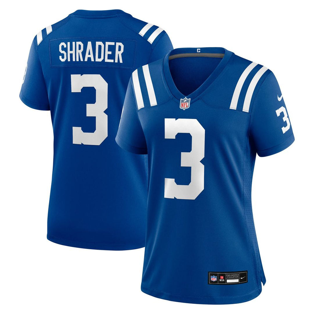 Spencer Shrader Indianapolis Colts Nike Women's Team Game Jersey - Royal Official NFL Team Apparel Football Fan Gear