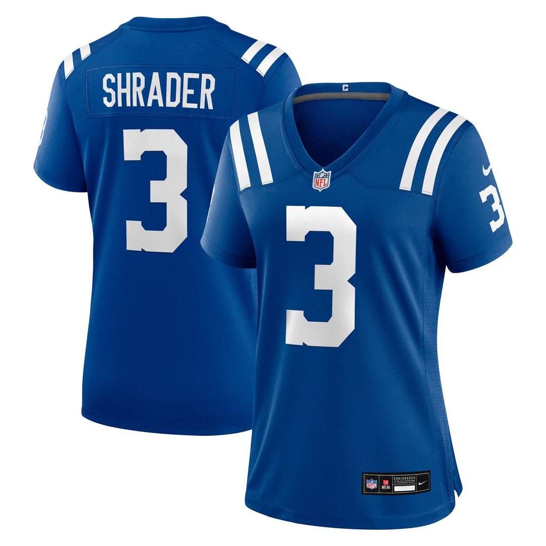 Spencer Shrader Indianapolis Colts Nike Women's Team Game Jersey - Royal Official NFL Team Apparel Football Fan Gear