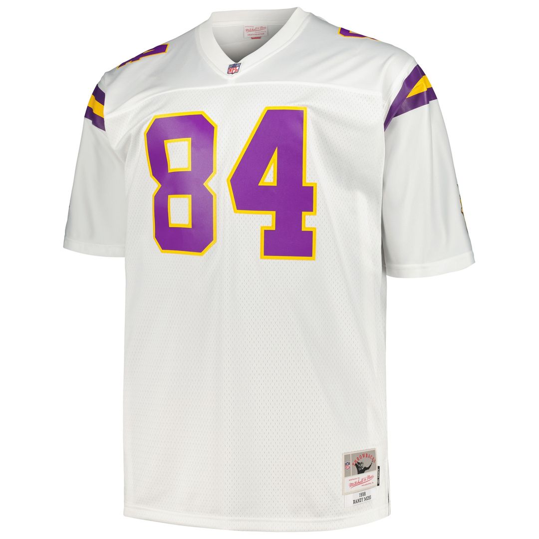 Randy Moss Minnesota Vikings Mitchell & Ness Big & Tall 1998 Legacy Retired Player Jersey - White Official NFL Team Apparel Football Fan Gear