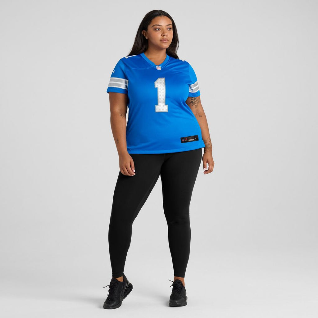 Number 1 Bride Detroit Lions Nike Women's Game Jersey - Blue Official NFL Team Apparel Football Fan Gear