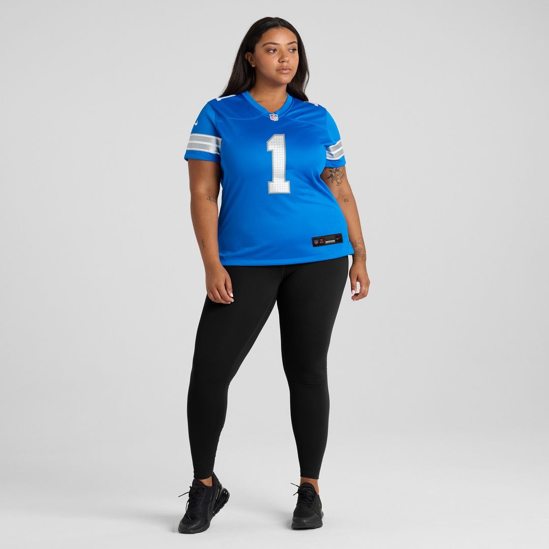 Number 1 Bride Detroit Lions Nike Women's Game Jersey - Blue Official NFL Team Apparel Football Fan Gear