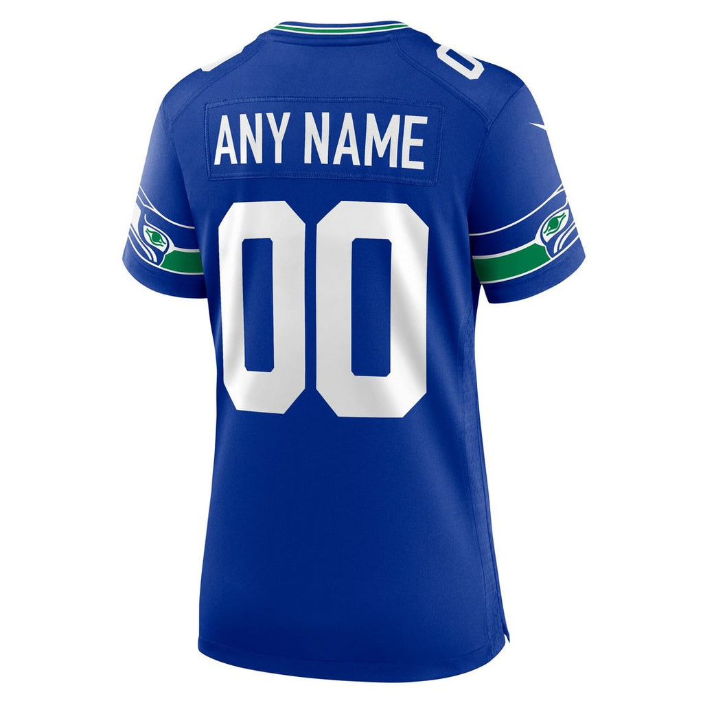 Seattle Seahawks Nike Women's Throwback Custom Jersey - Royal Official NFL Team Apparel Football Fan Gear