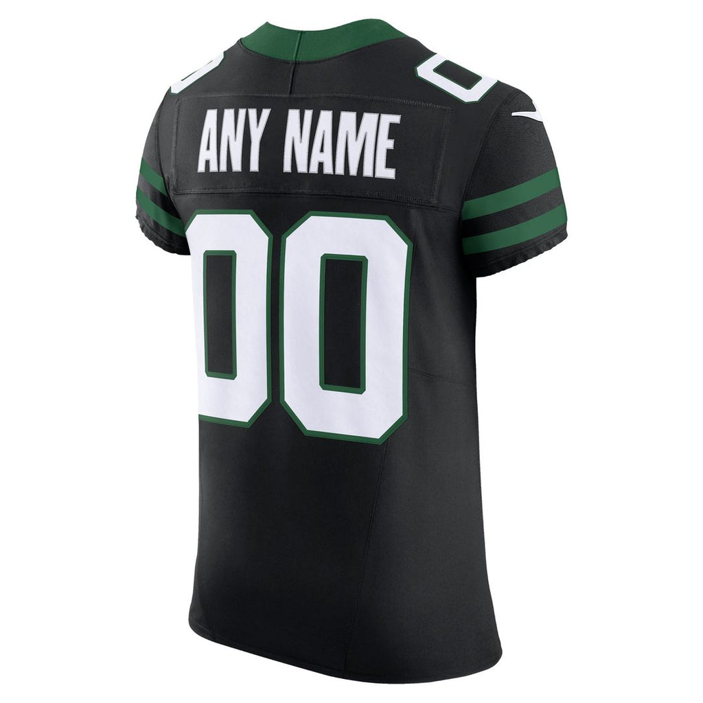 New York Jets Nike Alternate Vapor F.U.S.E. Elite Custom Jersey - Legacy Black Official NFL Team Apparel Football Fan Gear