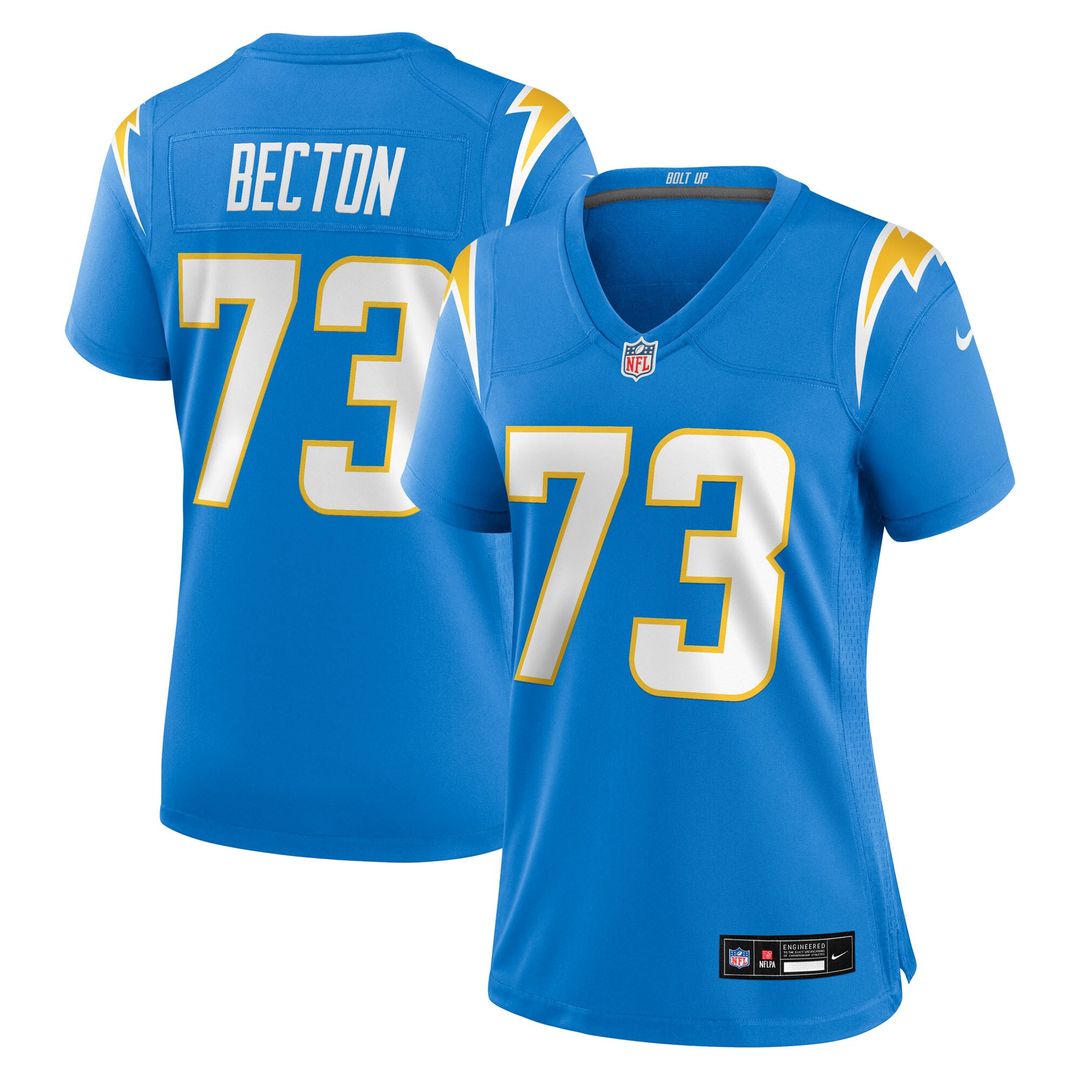 Mekhi Becton Los Angeles Chargers Nike Women's Team Game Jersey - Powder Blue Official NFL Team Apparel Football Fan Gear