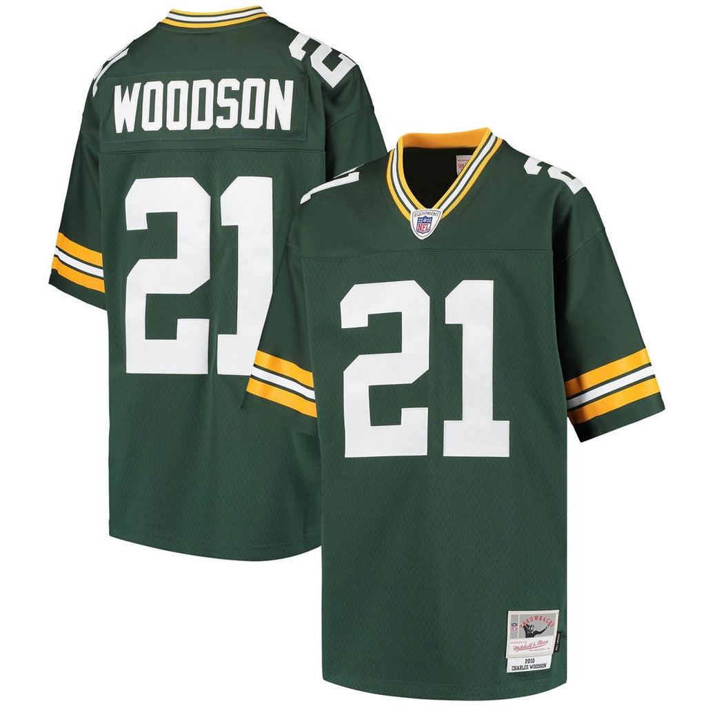 Charles Woodson Green Bay Packers Mitchell & Ness Youth Retired Player Legacy Jersey - Green Official NFL Team Apparel Football Fan Gear