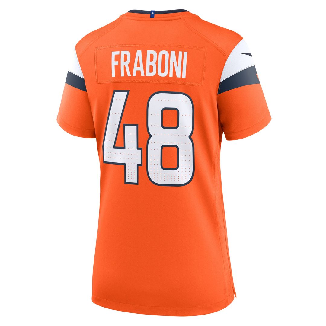 Mitchell Fraboni Denver Broncos Nike Women's Team Game Jersey - Orange Official NFL Team Apparel Football Fan Gear