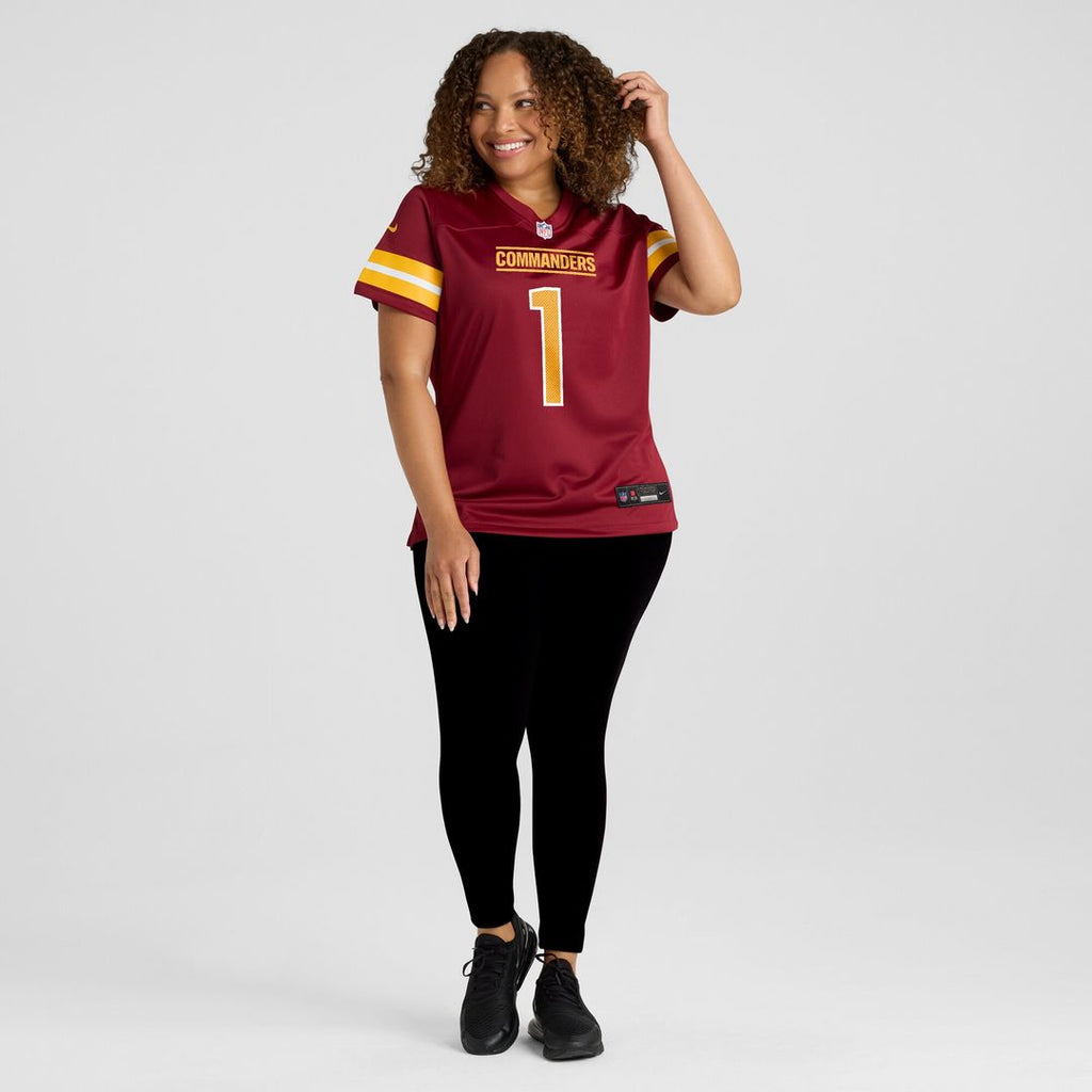 Number 1 Bride Washington Commanders Nike Women's Game Jersey - Burgundy Official NFL Team Apparel Football Fan Gear
