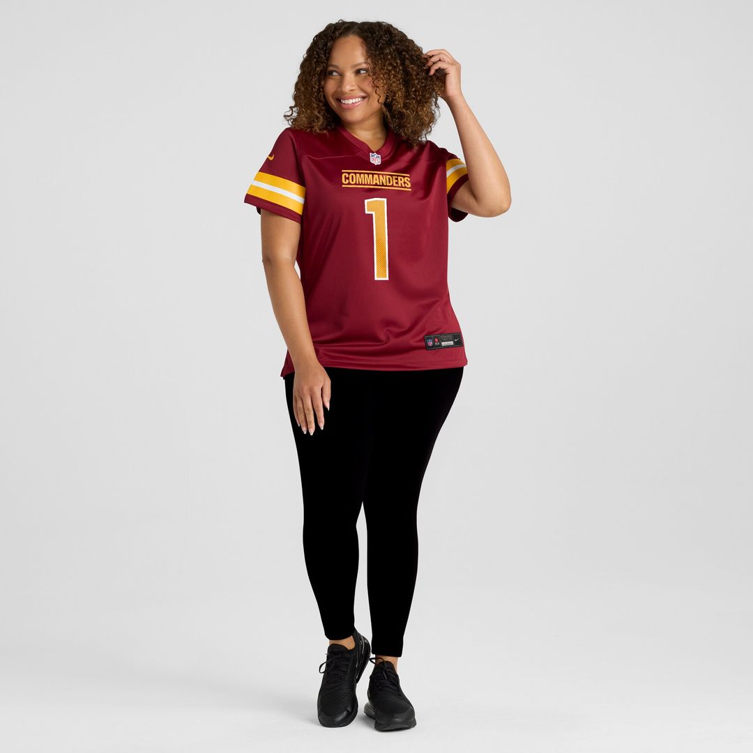 Number 1 Bride Washington Commanders Nike Women's Game Jersey - Burgundy Official NFL Team Apparel Football Fan Gear