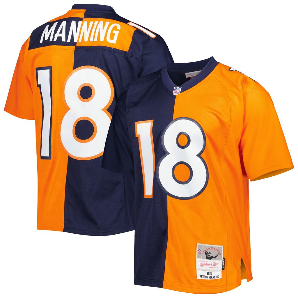 Peyton Manning Denver Broncos Mitchell & Ness 2015 Split Legacy Replica Jersey - Navy/Orange Official NFL Team Apparel Football Fan Gear
