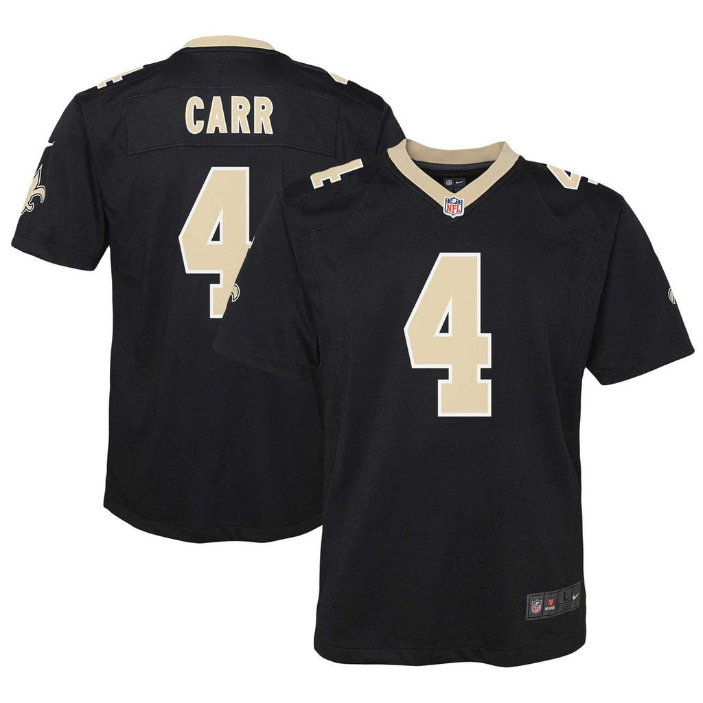 Derek Carr New Orleans Saints Nike Youth Game Jersey - Black Official NFL Team Apparel Football Fan Gear