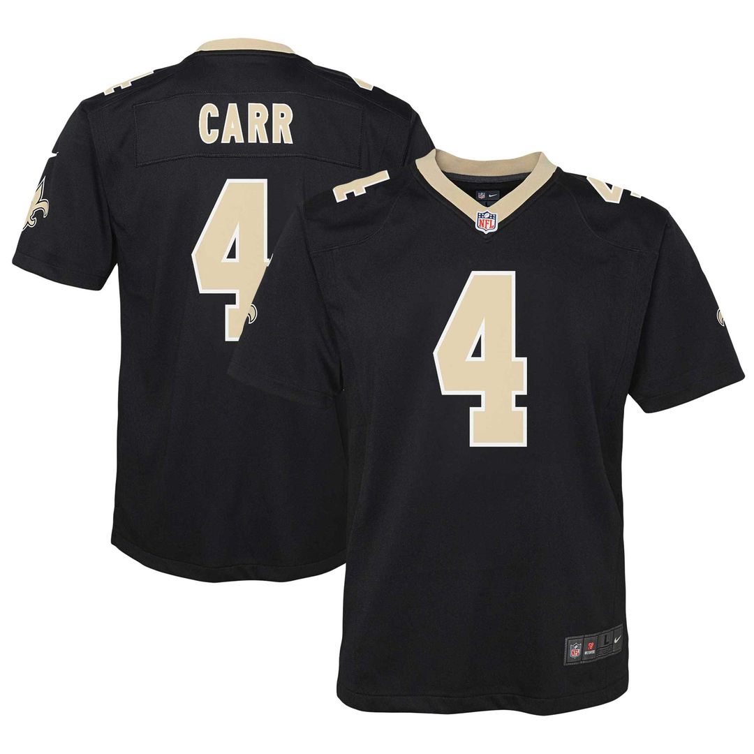 Derek Carr New Orleans Saints Nike Youth Game Jersey - Black Official NFL Team Apparel Football Fan Gear