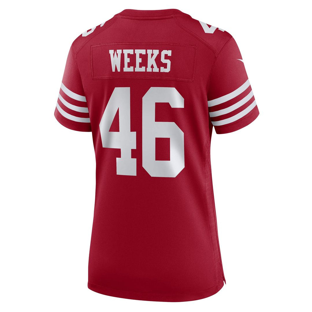 Jon Weeks San Francisco 49ers Nike Women's Team Game Jersey - Scarlet Official NFL Team Apparel Football Fan Gear