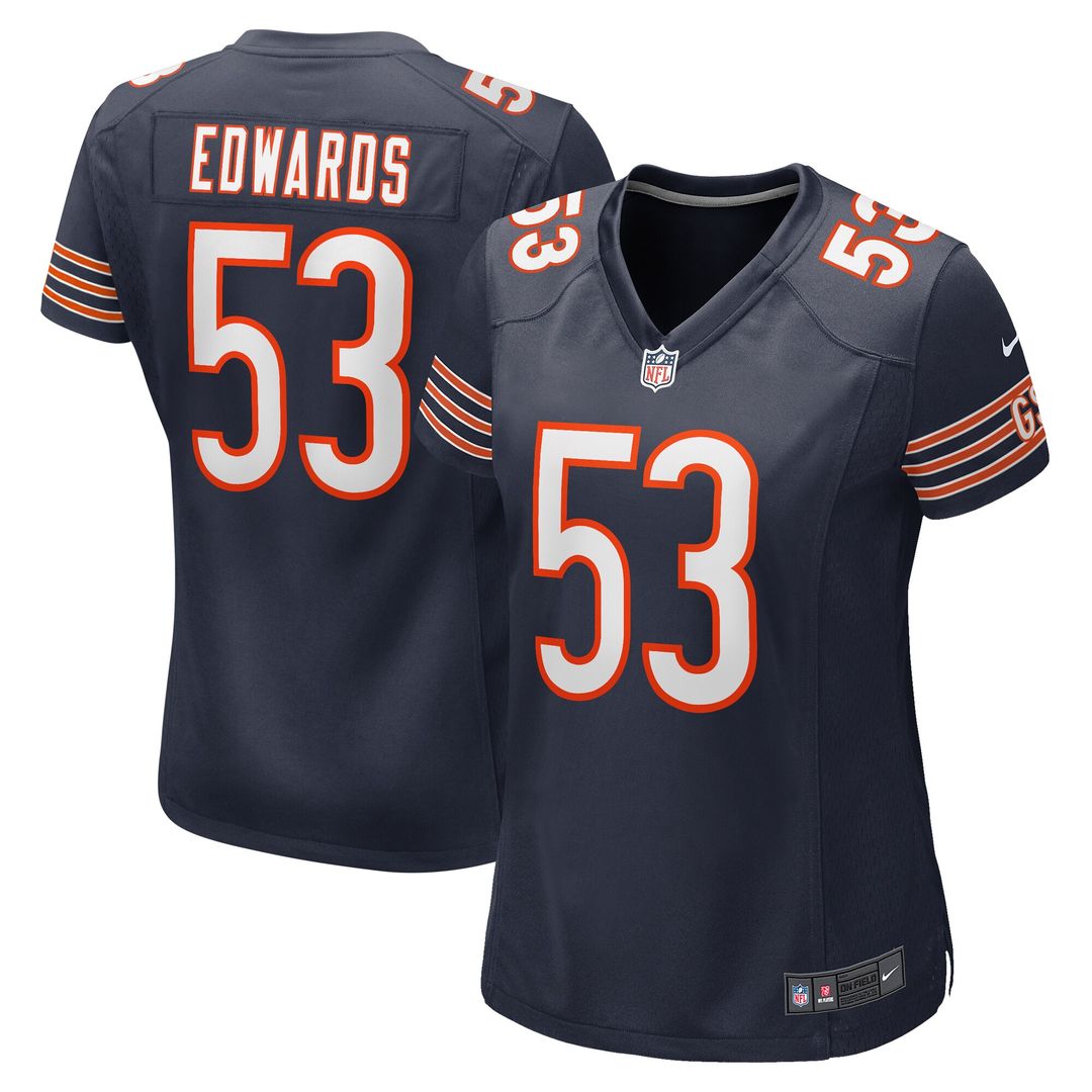 TJ Edwards Chicago Bears Nike Women's Game Player Jersey - Navy Official NFL Team Apparel Football Fan Gear