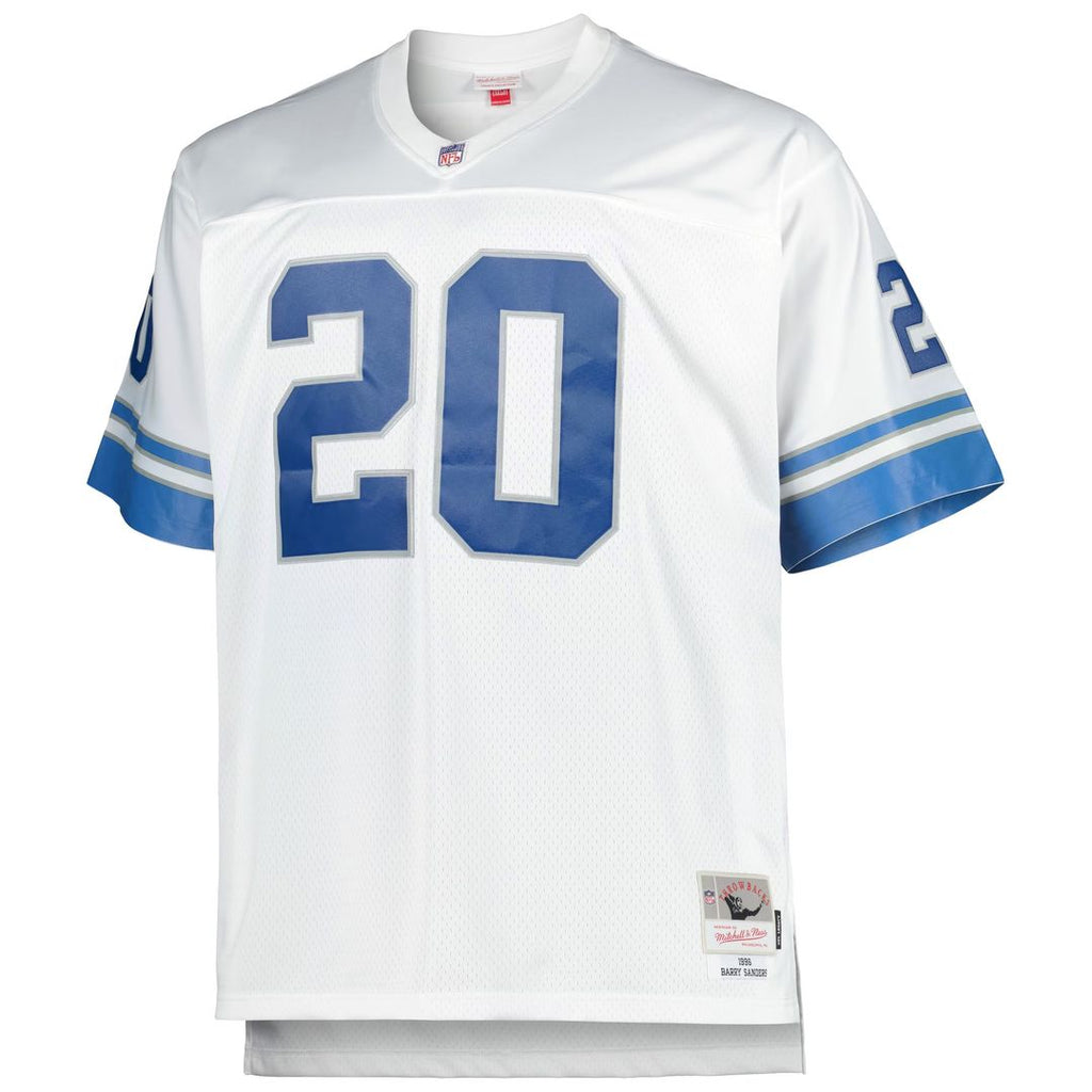 Barry Sanders Detroit Lions Mitchell & Ness Big & Tall 1996 Retired Player Replica Jersey - White Official NFL Team Apparel Football Fan Gear