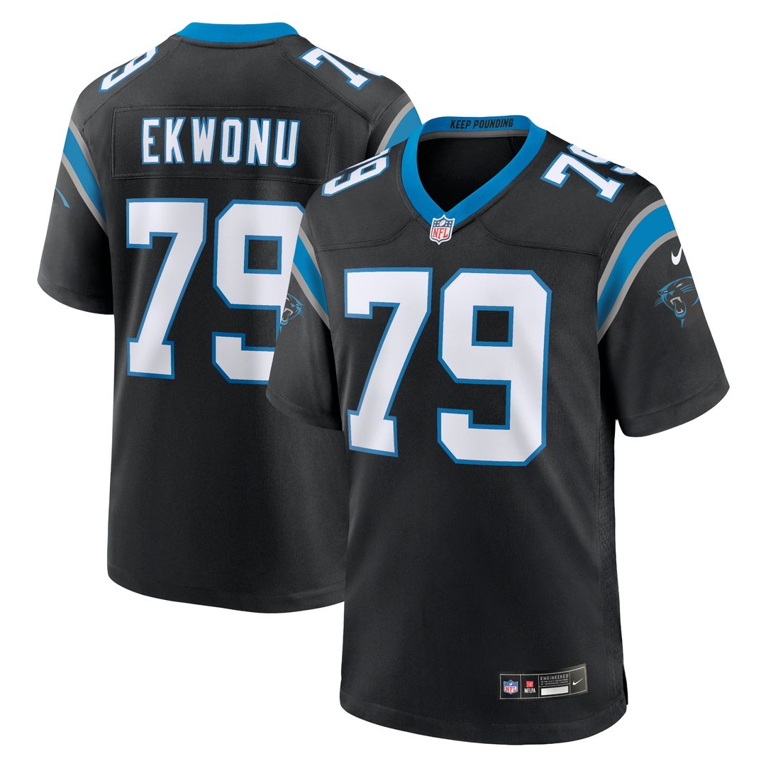 Ikem Ekwonu Carolina Panthers Nike Game Jersey - Black Official NFL Team Apparel Football Fan Gear