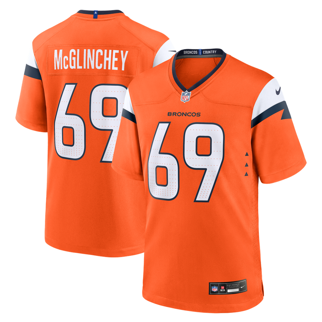 Mike McGlinchey Denver Broncos Nike Team Game Jersey - Orange Official NFL Team Apparel Football Fan Gear
