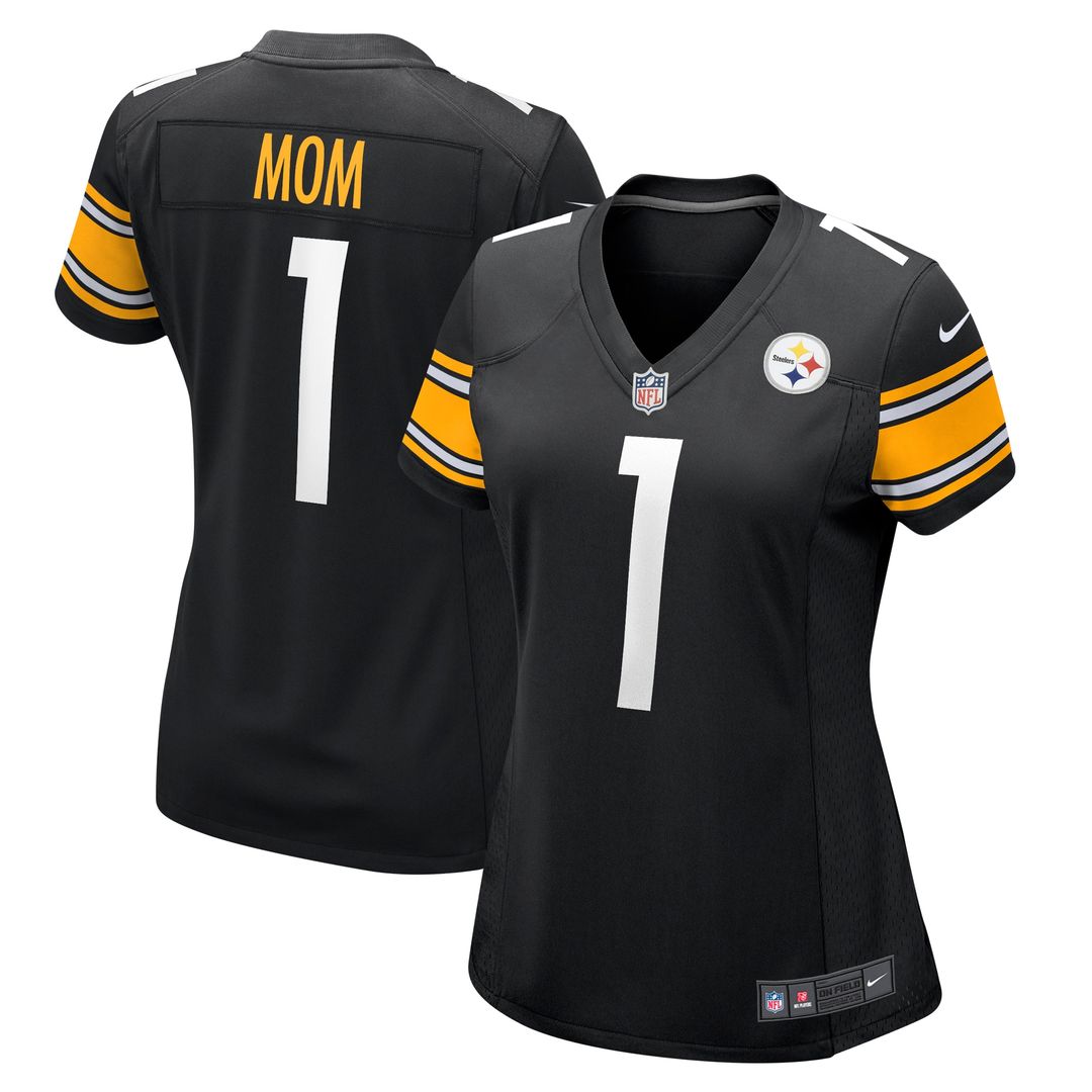 Number 1 Mom Pittsburgh Steelers Nike Women's Game Jersey - Black Official NFL Team Apparel Football Fan Gear